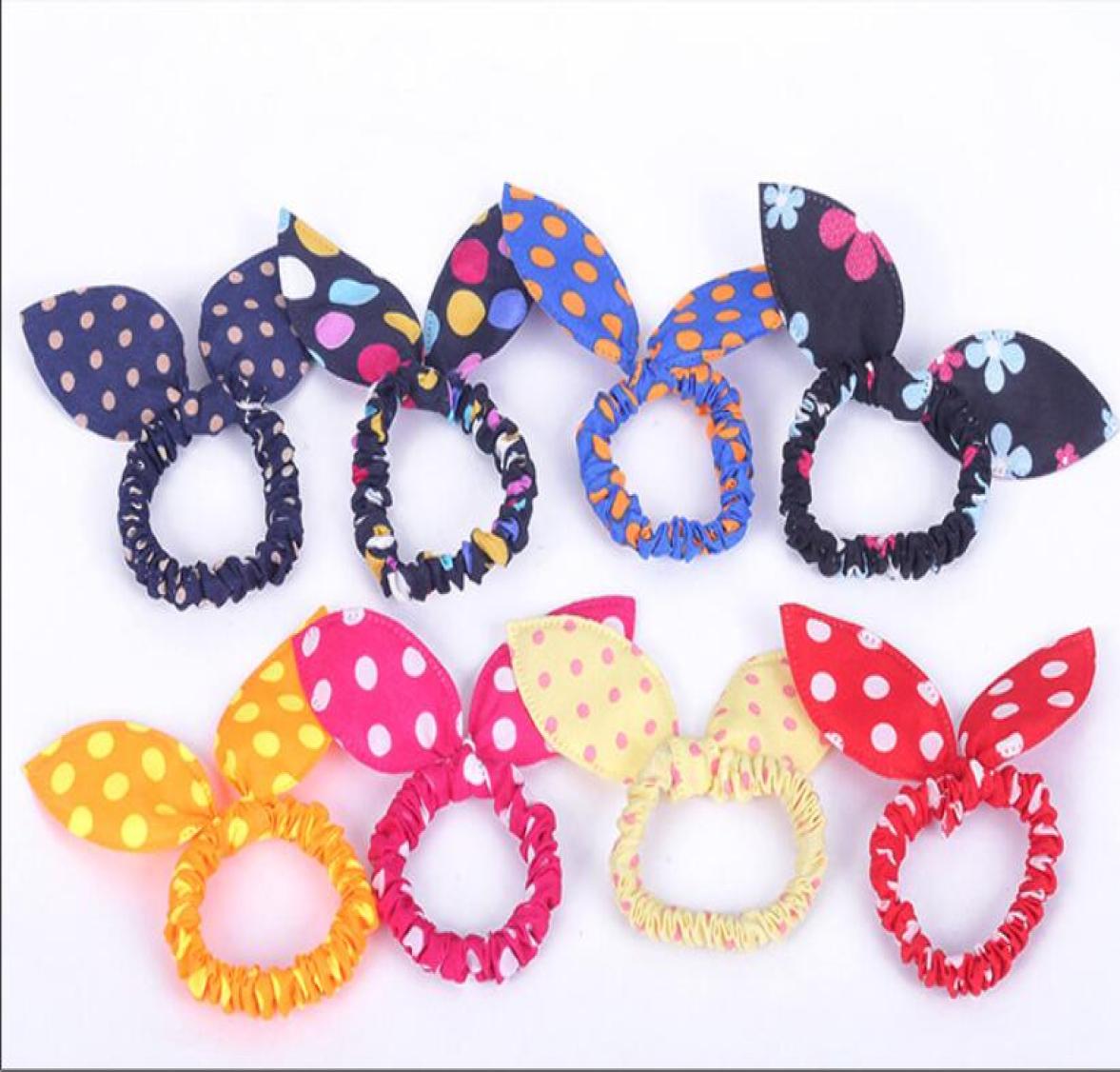 

100Pcslot Children Women Hair Band Cute Polka Dot Bow Rabbit Ears Headband Girl Ring Scrunchy Kids Ponytail Holder Hair Accessori5006834
