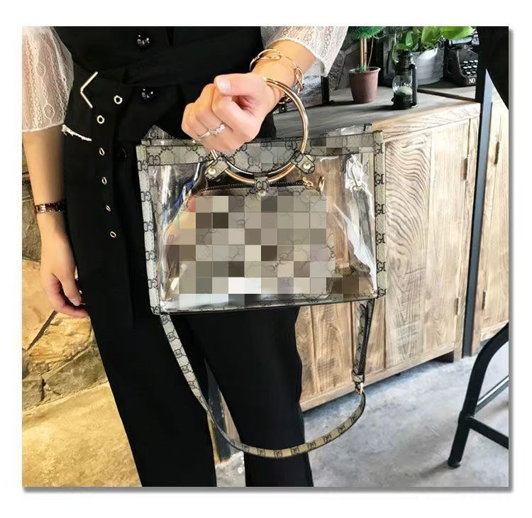 

Summer senior sense transparent bag 2023 new Korean version of fashion all-in-one ring buckle handbag shoulder bag crossbody bag, Khaki