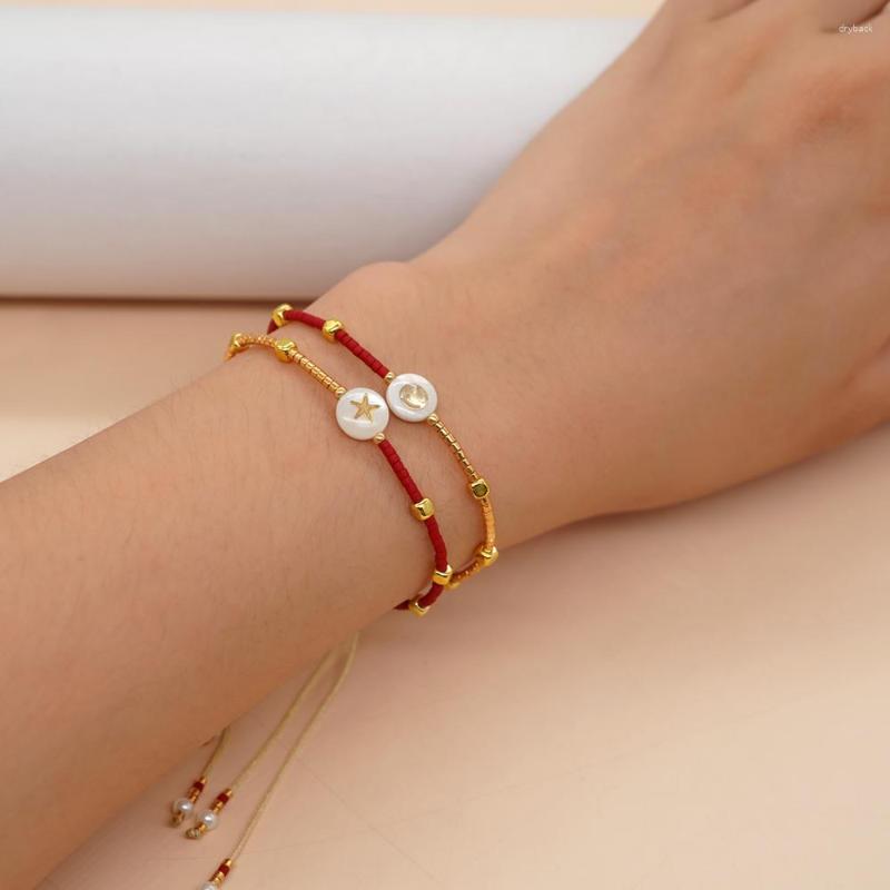 

Link Bracelets Chain Star Smile Beaded Charm Friendship Jewelry Handmade Lucky Gift For Women Teen Girl Summer Beach Miyuki Bracelet