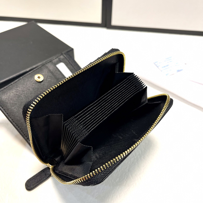 

Designer Mini Zip Wallet Mens Card Holder Prad Coin Purses Top Quality Saffiano Triangle Logo Leather Black Wallets Women Luxury With Gift Box Cardholder Bag 11x7cm, 2# 19x10cm