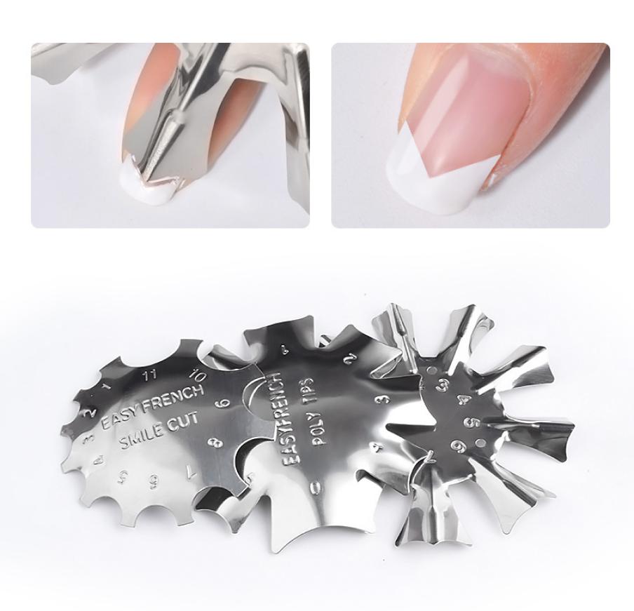 

French Line Edge Cutter Stencil Trimmer French Tips Design Mould Plate Multisize Manicure Nail Art Styling Tool Stainless Steel8366457