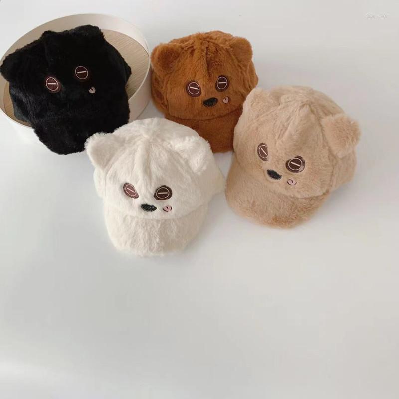

Ball Caps 2023 Korean Version Of The Embroidery Cartoon Winter Warm Imitation Fur Male And Female Children Basebal Cap 50-52cm, Picture color