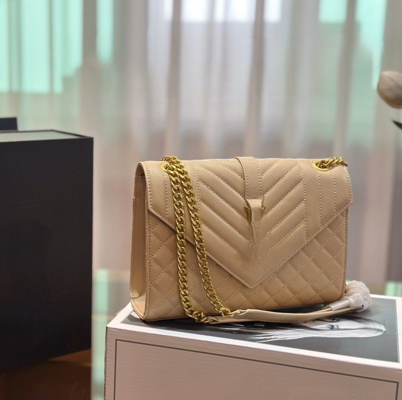 

Loulou Black Crossbody Bag Designer Handbag Shoulder Bag Women Bag Envelope Bag Messenger Bag Fashion Square Bag Classic High Quality Leather Bag 23cm, 1# gold buckle