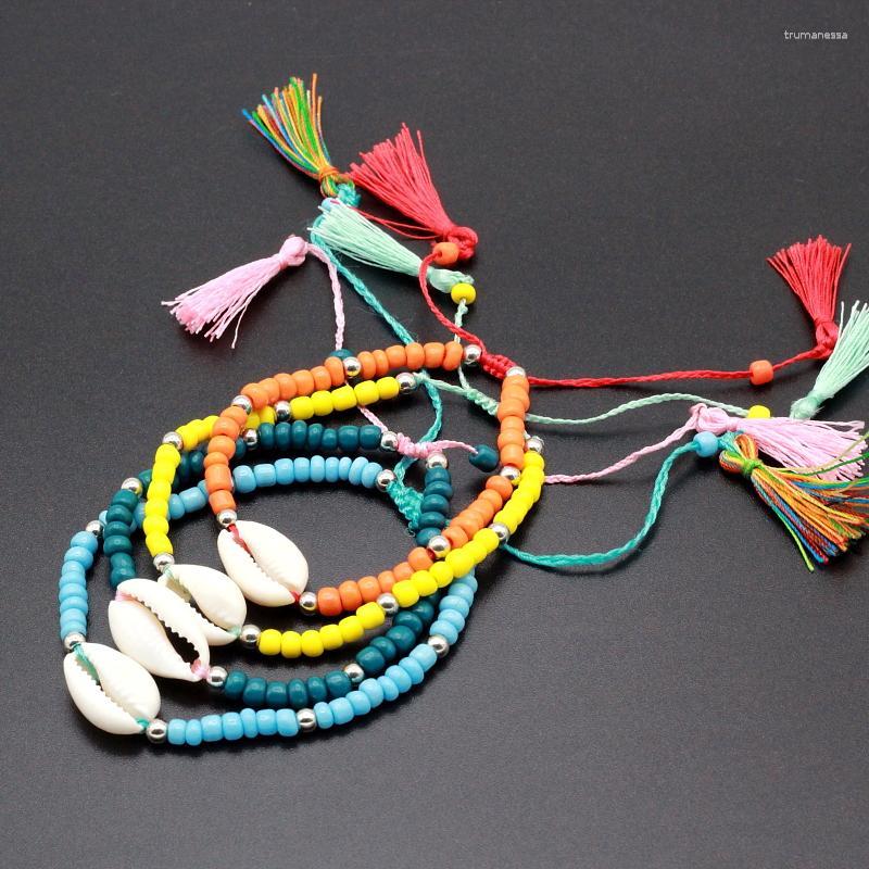 

Charm Bracelets Est Boho Shells For Women Summer Color Accessories Seed Beaded Rope Chain Bracelet Tassel JewelryCharm Raym22