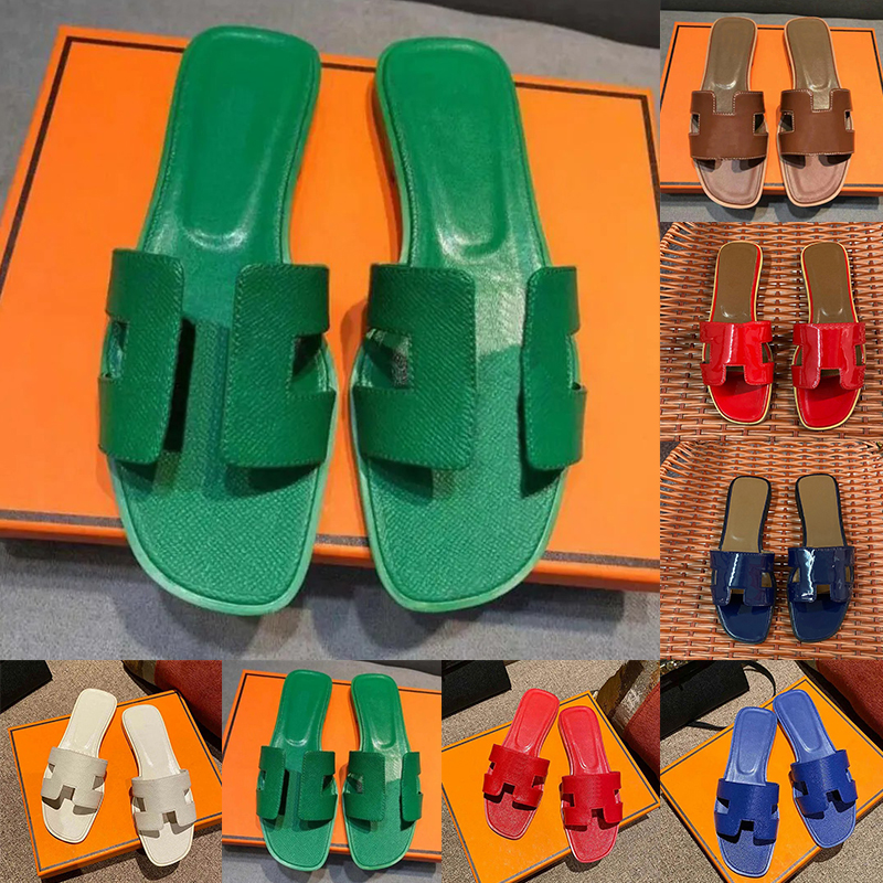 

Woman Slippers designer slides women claquette homme Fashion Luxury pantoufle h sandals oran sandal Leather Black Brown Red Flat Sole Ladies Summer Shoes