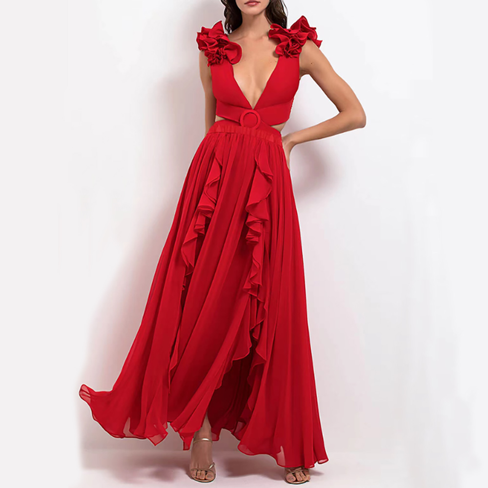 

Female Retro Swimsuit Holiday Beachwear Red Swimwear Solid Designer Bathing Suit Summer Surf