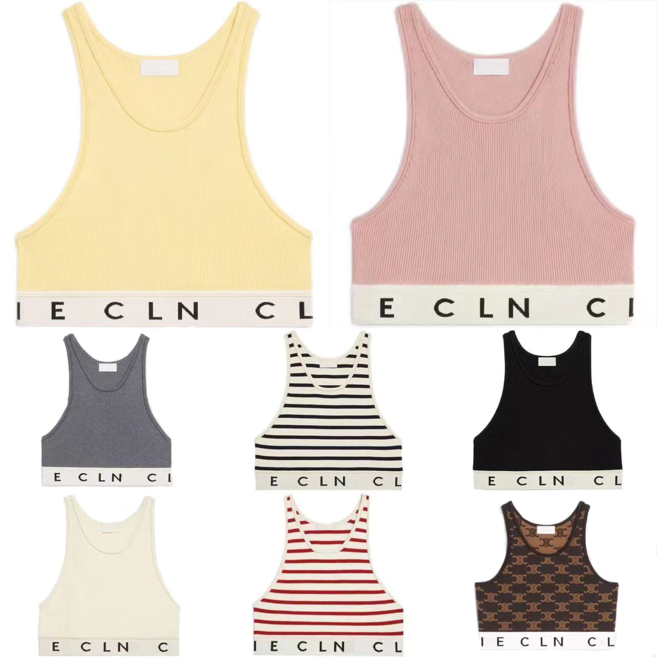 

Couturier Vest Sweater Designer Striped letter sleeveless top Knitwear Fashion Style Women' pullover top Beach vest sexy, Beige