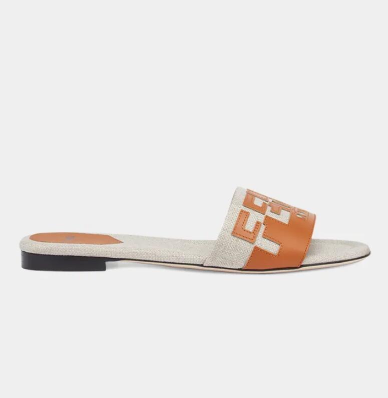 

Luxury brands pop heels women sandal slipper slide flats Bicolor Flat Sandals genuine leather and rubber sole in box 35-42 size