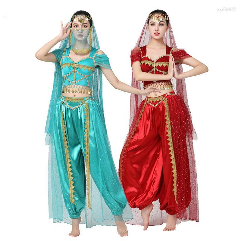 

Stage Wear Adult Lady Women Belly Dance Costume Bellydance Suit Performance 4pcs Set Bellydancing, Wine red