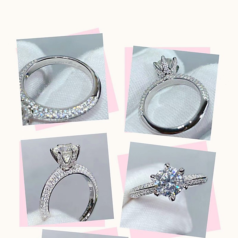 

7A Famous Brand Women's Love Diamond Ring 925 Sterling Silver Six Claw One Carat Ring High Quality Jewelry Girl Wedding Gift With box