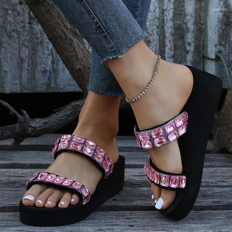 

Slippers Women Floral Flip Flops Beach Fashion Thick Bottom Sandales Summer Casual Outdoor Chaussure, Multi