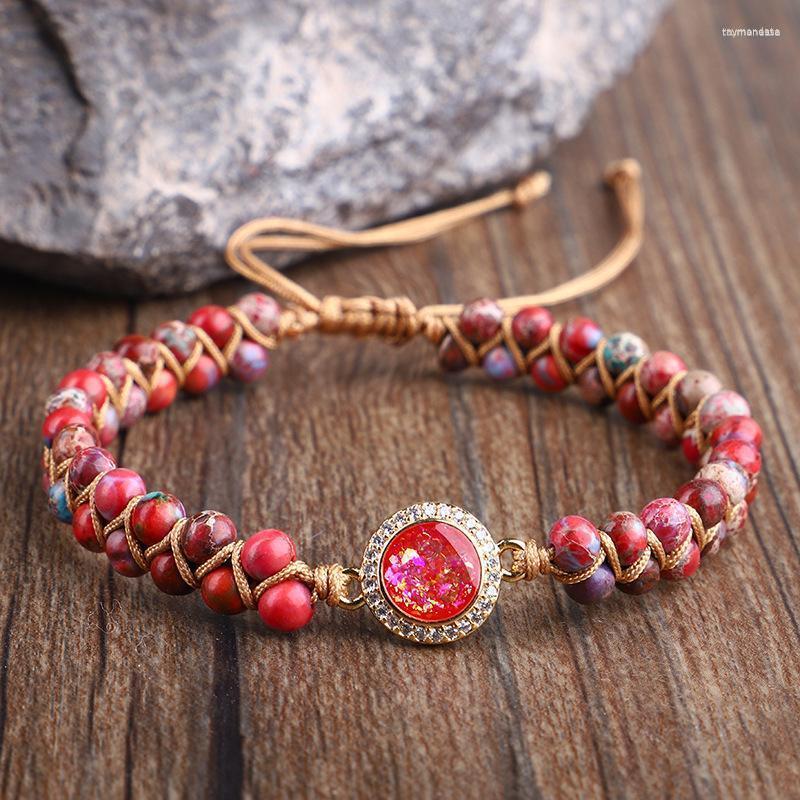 

Charm Bracelets Trendy Emperor Stone Beaded Bracelet 4mm Double Wrap Opal Hand Woven Friendship Girl Holiday Gift JewelryCharm Raym22