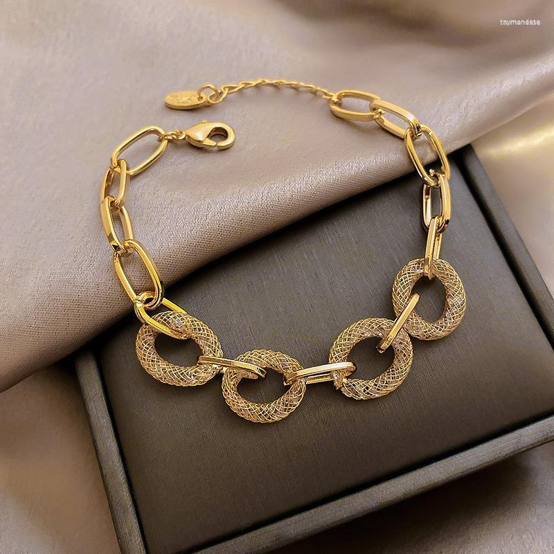 

Charm Bracelets Bohemian Gold Color Shiny Crystal Hollow Circle Link Chain For Wedding PartyBracelets Women JewelryCharm Raym22