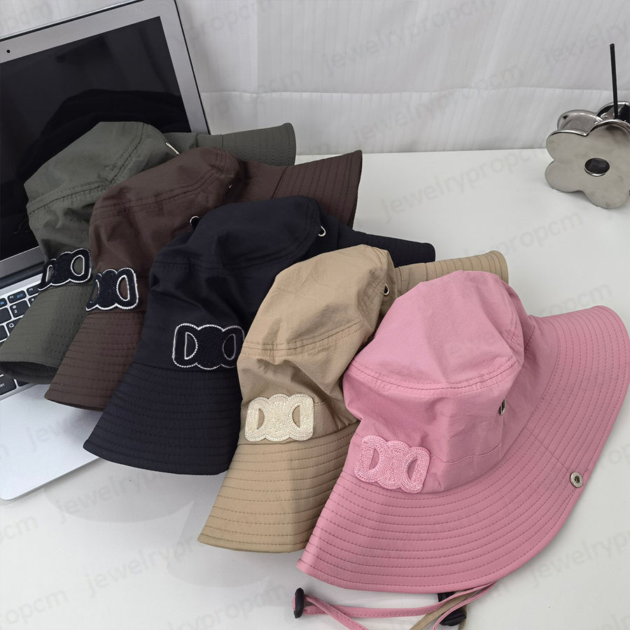 

Designer Bucket Hats Fashion Climbing Hat Tether Adjustment Casual Travel Sun Caps for Woman Men 5 Colors, C3