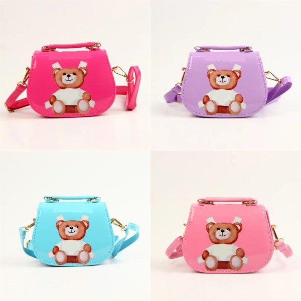 

Girl Baby Cartoon Bear Backpack Children's Leather Princess Bag Designer Children's Brand Handbag Fashion Girl Crossbody Bag, Pink