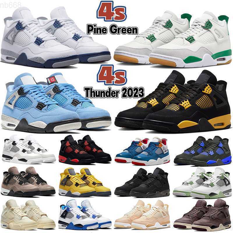 

New Jumpman 4 4s Basketball Shoes Thunder Pine Green Military Black Midnight Navy Seafoam University Blue Black Cat Taupe Haze Messy Room Men Women Sports Sneakers, 42 unla guava ice