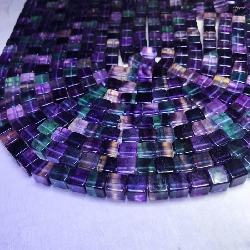 

Loose Gemstones 7A BEADS 8.5mm Purple Fluorite Square Wholesale For DIY Jewelry Necklace 36cm Nature
