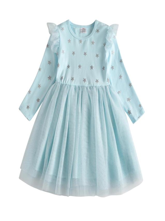 

VIKITA Kids Long Sleeve Dresses for Girls Party Dress Star Printed Birthday Tutu Dresses Children Casual Wear Princess Vestidos 209835489, Prussian blue