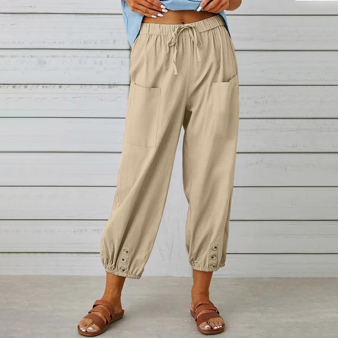

2023 Women Soft Harem Pants Summer Casual Loose High Waist Pocket Trousers Female Vintage Ankle-Length Wide Leg, Dark grey