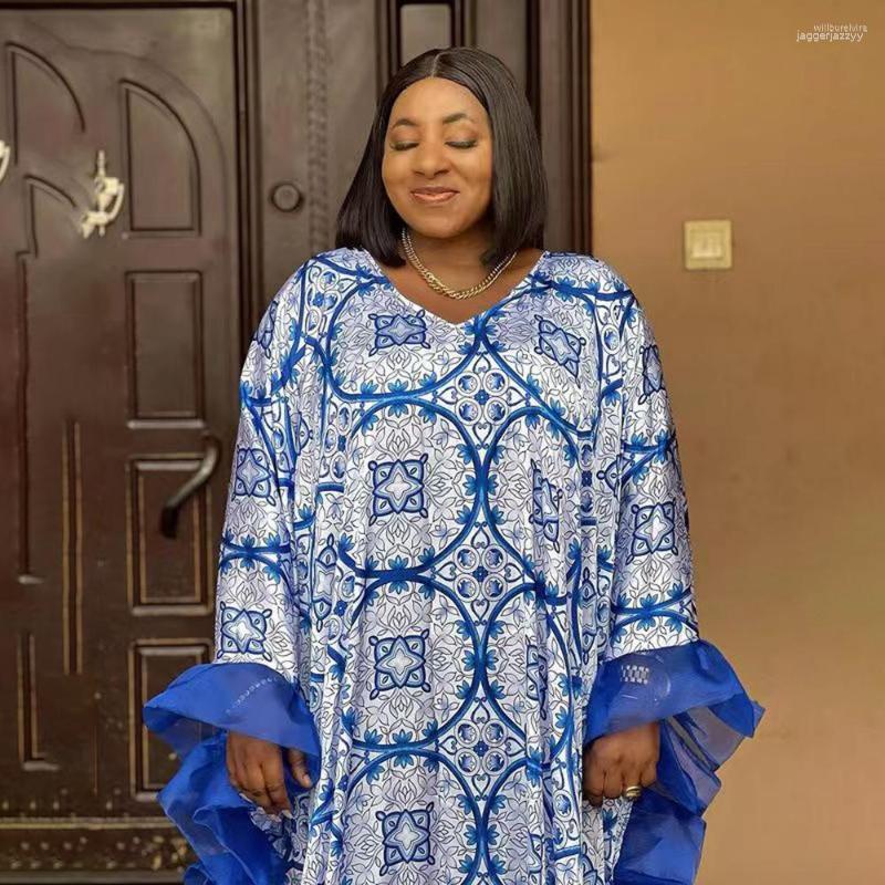 

Ethnic Clothing 2023 African Maxi Dresses For Women Summer O-neck Batwing Sleeve Printing Polyester Long Dress