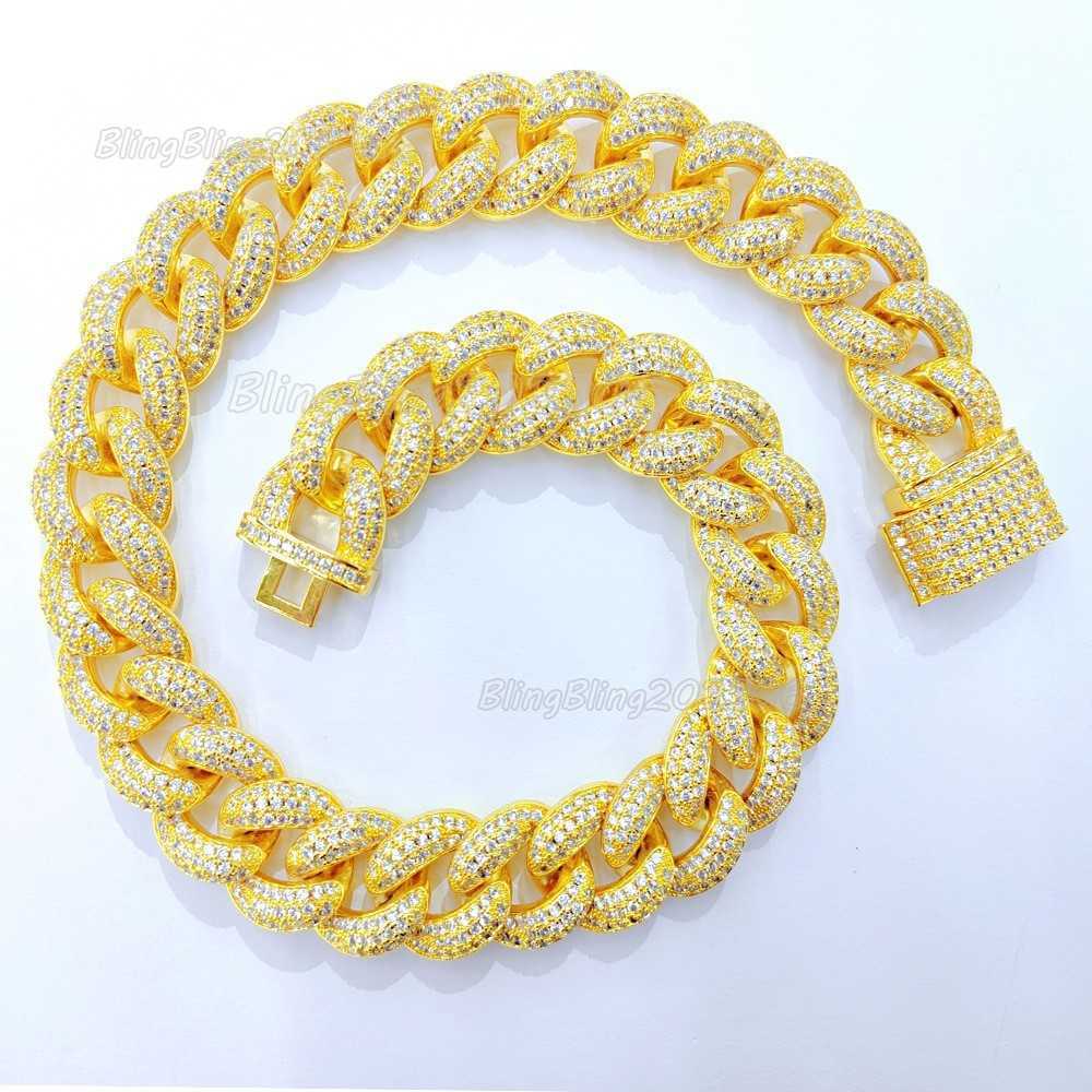 

Hip Hop 23mm Full Diamond Men's Big Gold Chain Domineering Exaggerated Miami Cuba Chain Hiphop Rap Accessories Locket Chains For Necklaces Necklace Jewelry