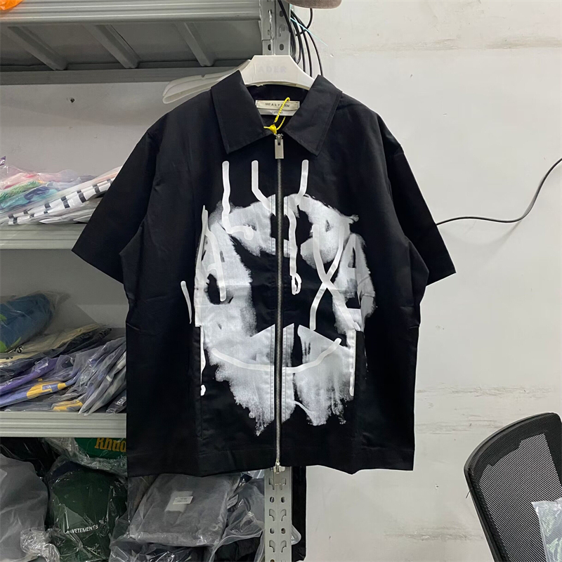 

Cardigan Graffiti Shirts Hip-Hop Oversized Shirt For Men Women, Black