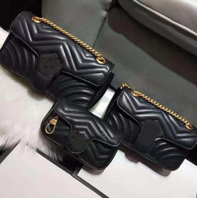 

Top Quality Marmont Chain Shoulder Bags woman Fashion Classic Luxury Designer Handbags Lady Genuine Leather Banquet Black Messenger Crossbody Bag#5896