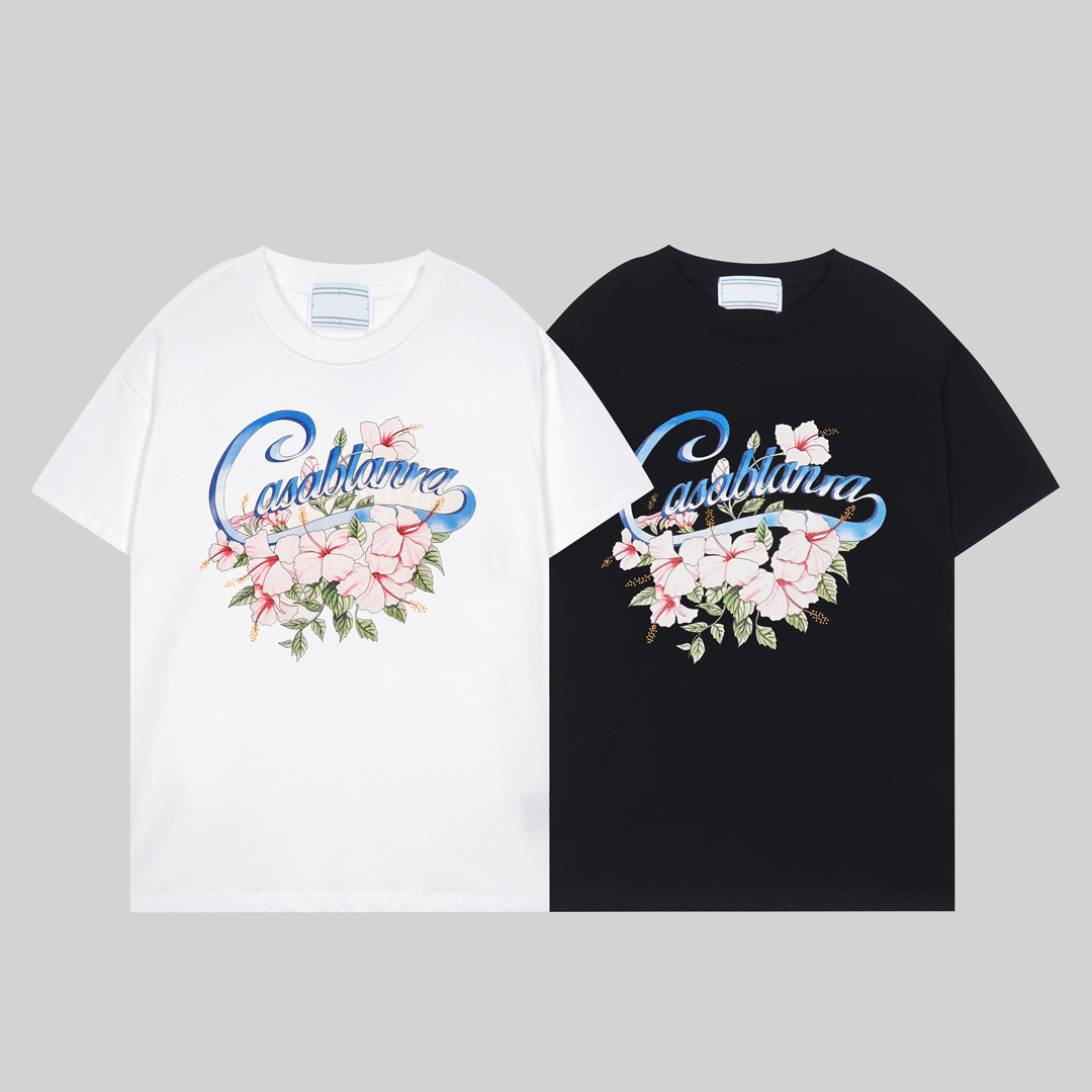 

23ss Designer Casablanca t shirt Mens graphic tee tops Summer Apparel casual tees Solid color shirt Fashion Short Sleeve Men High quality luxury casablanc shirts, White