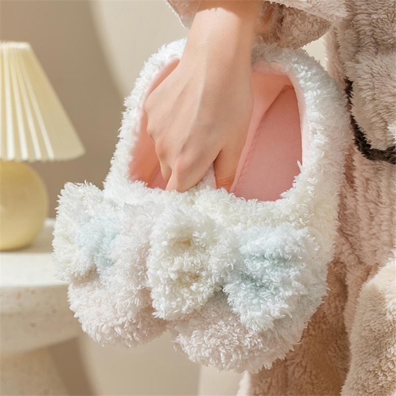 

Slippers High Quality Bow Moon Star Warm Home Cotton Shoes Plush Indoor Women Comfortable Soft Winter For Girl, Cloud moon