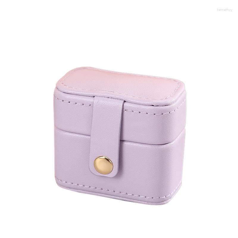 

Jewelry Pouches European Super Mini Box Pu Leather Plain Rings Storage Travel Portable Girls Jewel Organizer Case Women Birtday Gift