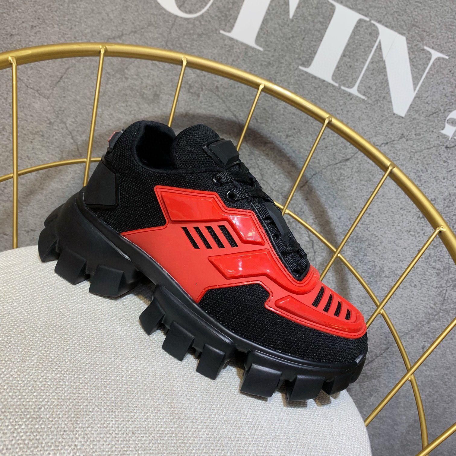 

Sports Shoes Lady Lace-Up Trainers Man Breathable Sneakers Women Casual Designer Sneaker 100% Leather Men Gym Thick Bottom Platform Womens Large size 35-42 with box, Red