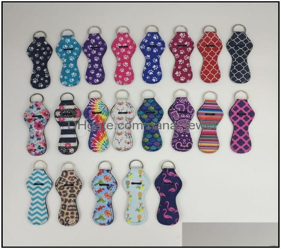 

63 Colors Pattern Printing Chapstick Holder Handy Lip Balm Keychain Pouch For Lipstick Tracker Safeguard Novelty Gift Drop Deliver7834454