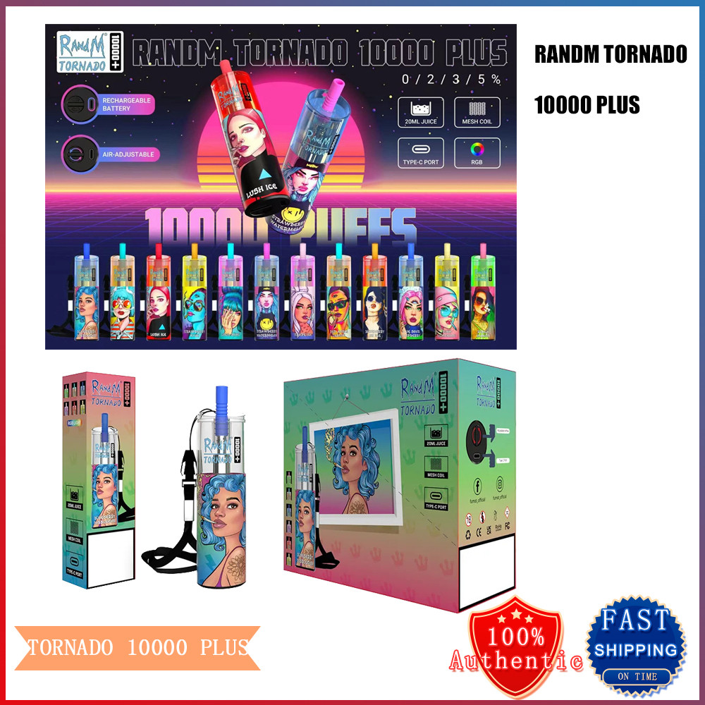

Original RandM Tornado 10000 Plus Disposable Vape Pen E Cigarette 850 Mah Rechargeable Battery Airflow Control Mesh Coil 10K 20ml Prefilled Pod 14 Flavors r and m puff