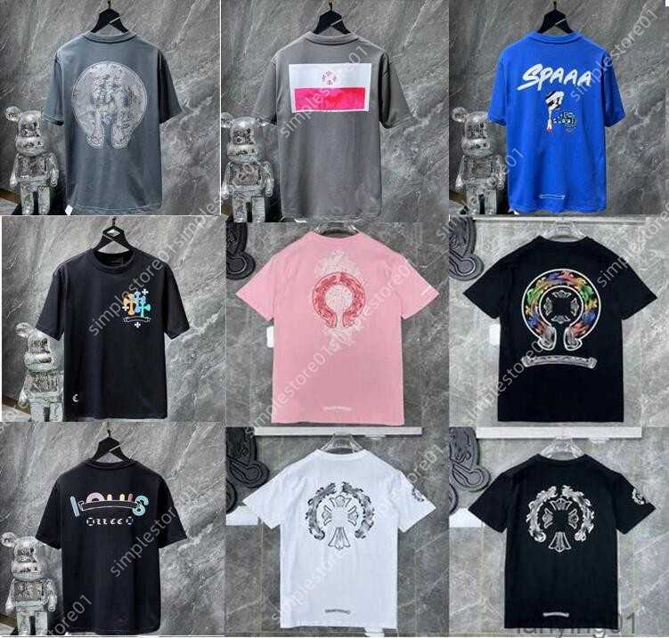 

Men's Ch Summer Heart Classic Luxury t Shirts Designer Brand Chromes Fashion Tops Quality Tees Horseshoe Sanskrit Cross Polos T-shirtsl52YW, 10