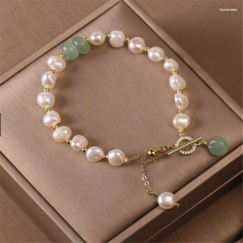 

Link Bracelets Chain Imitation Pearl Elegant Pendant Bracelet For Women Exquisite Lucky Cuff Anniversary Gift Luxury JewelryLink LinkLink