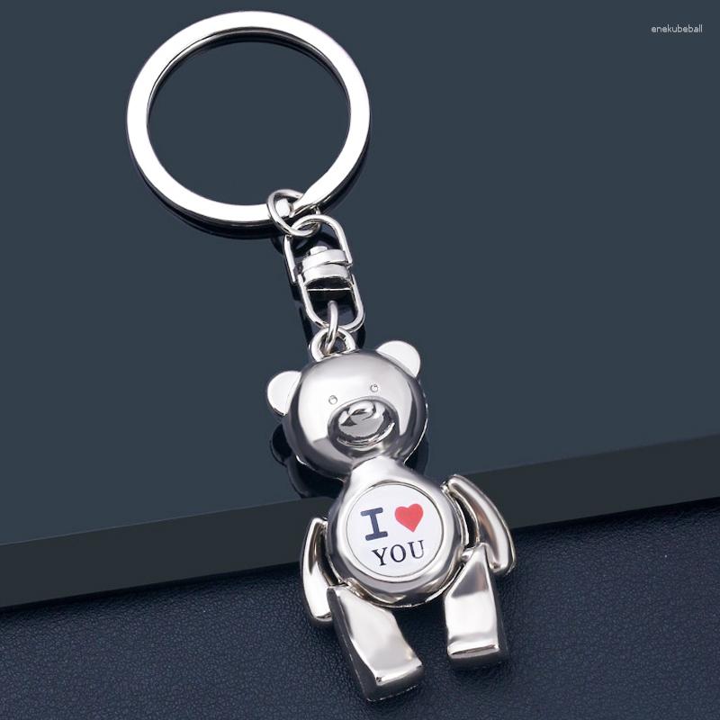 

Keychains Cute Smooth Metal Bear 'I Love You'Keychain Four Feet Can Move Flexibly Motorcycle Electric Bicycle Keychain Accessories