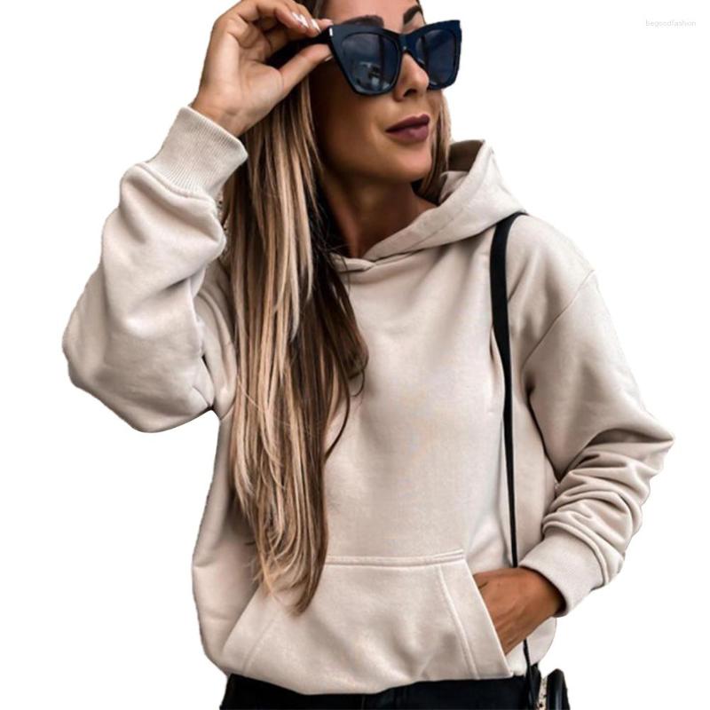 

Women's Hoodies Comfortable Lightweight Fashion Drawstring Autumn Winter Long Sleeve With Pocket Pullover Solid Casual Women Hoodie Keep, Apricot