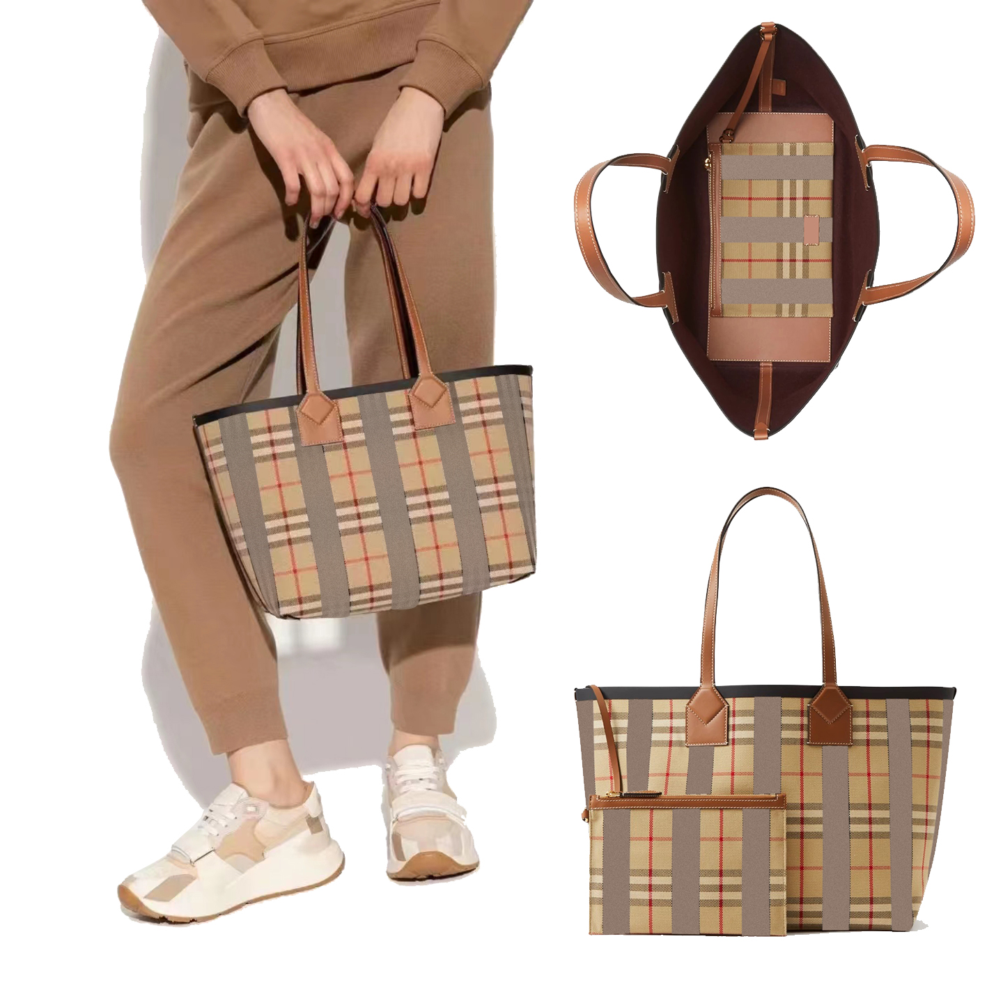 

Womens London clutch tote Bag mens shoulder double sided Large shopping bags handbags TB stripe plaid Summer beach bag classic designer Mummy crossbody Canvas bags