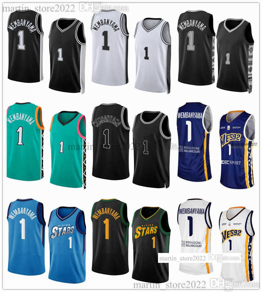 

2023 Basketball Draft Pick NO.1 Victor Wembanyama Jersey Rising Star College Shirts Men Women Youth, White