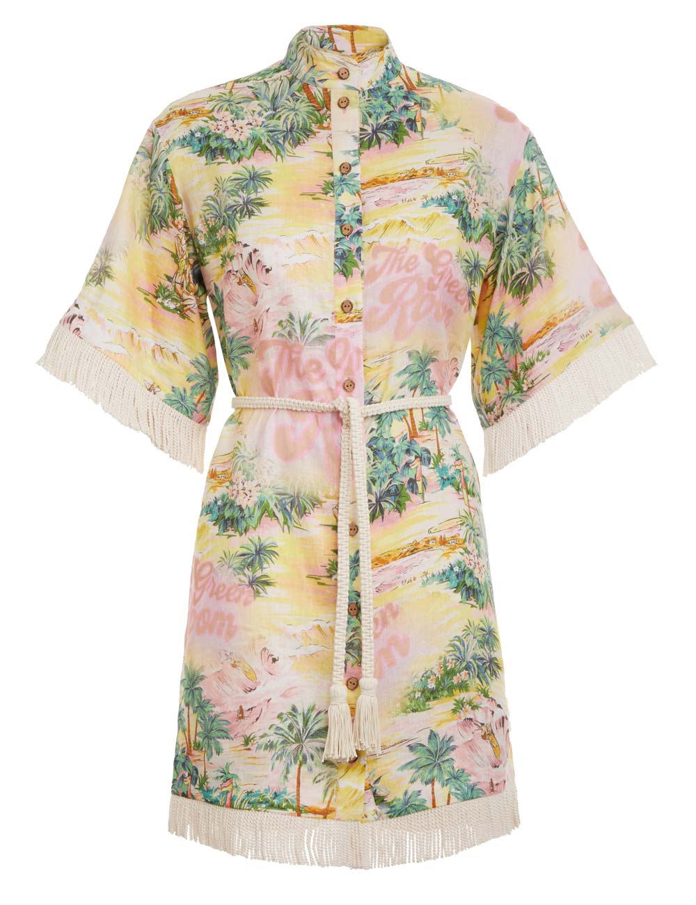 

Basic & Casual Dresses Australian designer dress 2023 linen print stand up collar dress, Multi