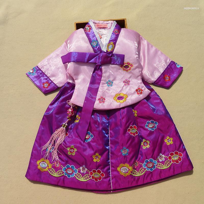 

Ethnic Clothing Winter Traditional Korean Girls Kids Hanbok Suit Dress Thick And Coat Dance Performance Festival Children Costume Gift
