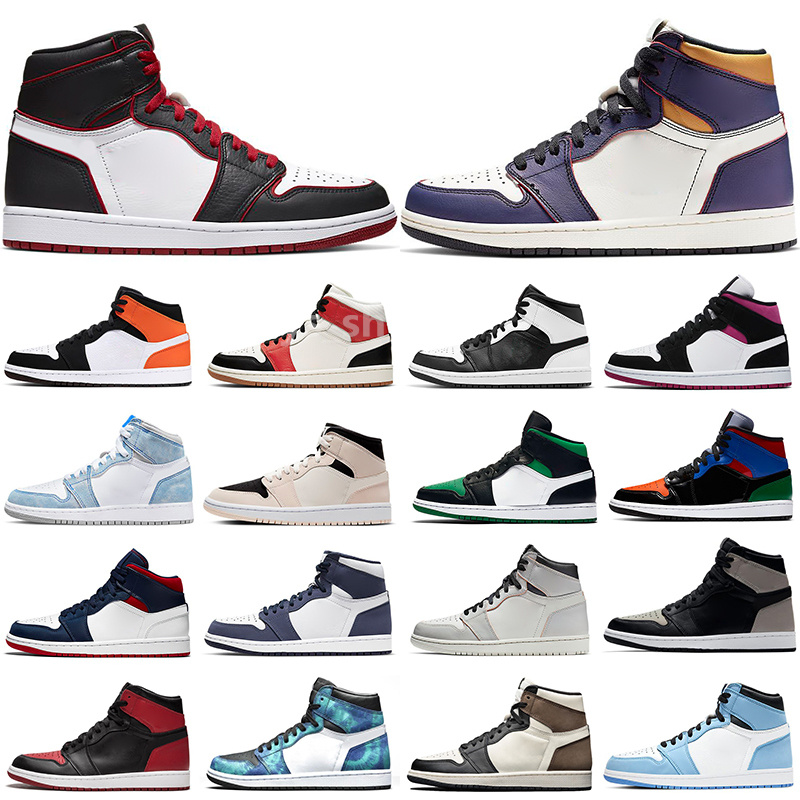 

Mens Jumpman 1 high basketball shoes 1s chicago Heritage University Blue royal patent bred Atmosphere dark mocha Brotherhood shadow UNC women Sneakers A23, #28