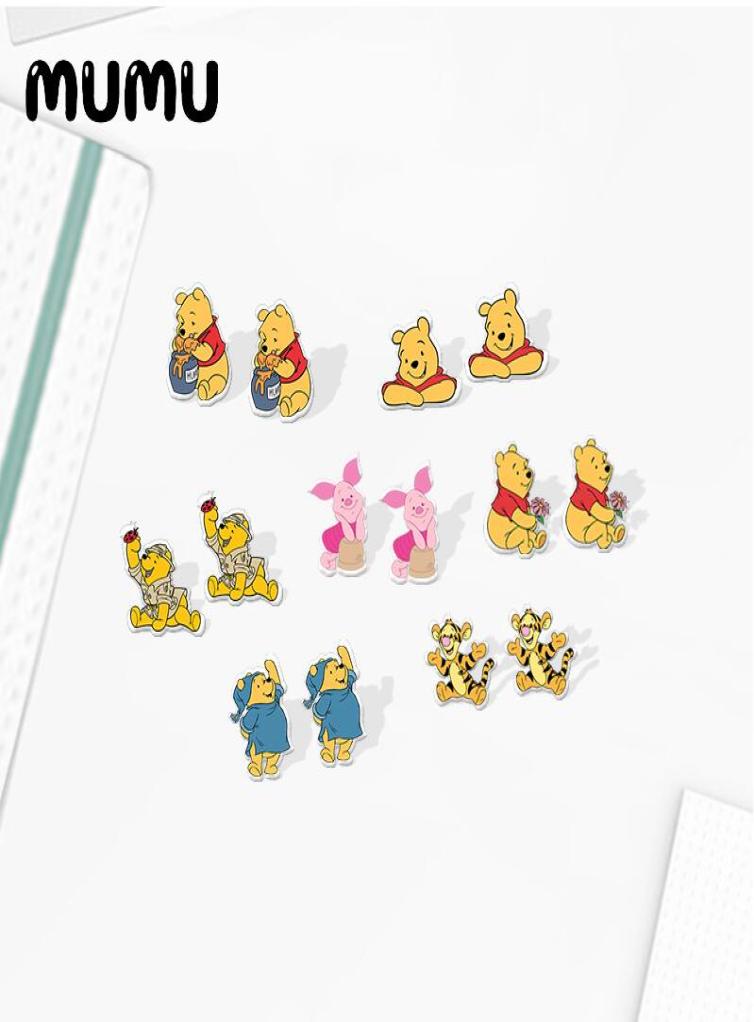 

2020 New Cartoon Bear Stud Earring Cute Tigger Acrylic Earring Resin Stud Earrings Silver plated Epoxy Jewelry2607067