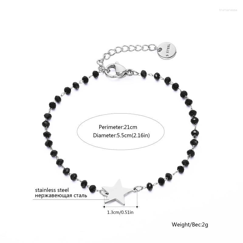 

Charm Bracelets Stainless Steel Black Crystal Beads Chain Bracelet Rose Gold Heart Star Four Clover Charms For Women 2023 JewelryCharm Raym2