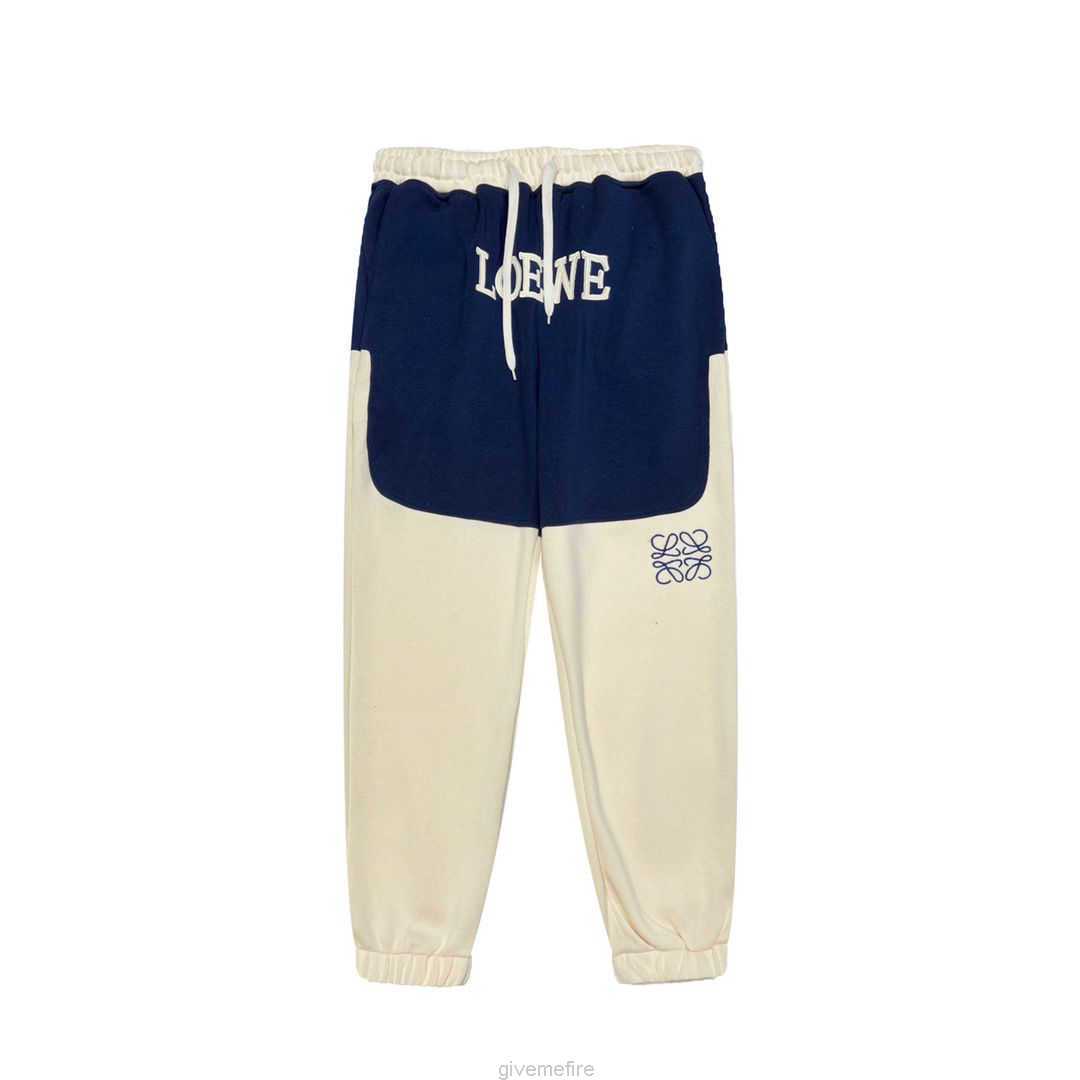 

Designer Fashion Clothing Casual Pant Loewe Loe Embroidered Casual Pants 400g Double Sided Mini Brushed Plush Fabric Streetwear Jogger Trousers Sweatpants, Top blue