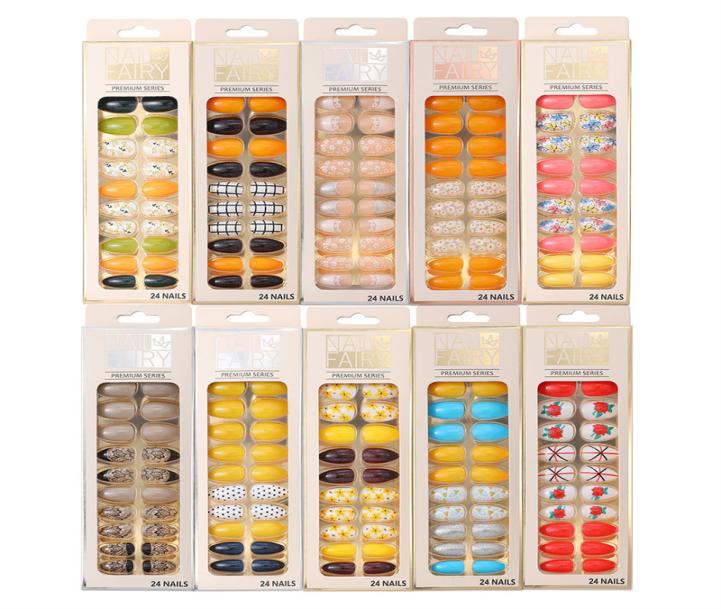 

Nail Art Kits 24pcs Box Detachable Long False Nails Wearable Flower Fake Full Cover Tips Press On4739445, Multi