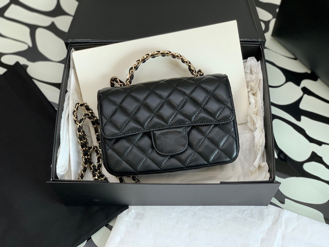 

Classic Women's Bag Designer High end Customized Quality Handbag Single Shoulder Bag Oblique Straddle Bag with Handle for Great Matching, Black