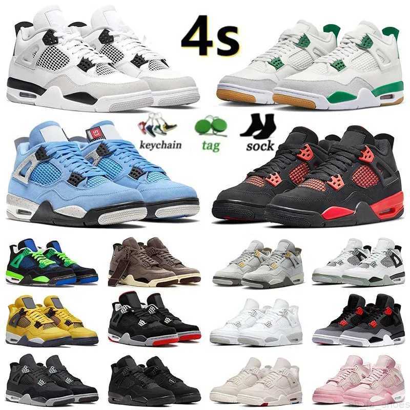 

4 basketball shoes for men women retro Military Black Cat 4s Pine Green Sail Red Thunder White Oreo Photon Dust Blue University Seafoam Cool Grey sneakers OG jordens, J03 36-47 university blue