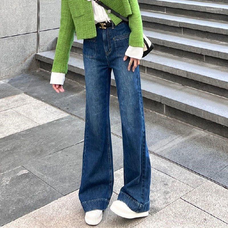 

Women's Jeans Women's Chic High Waist Wide Leg Micro Flare Lady Spring Summer Loose Long Denim Pants, Blue