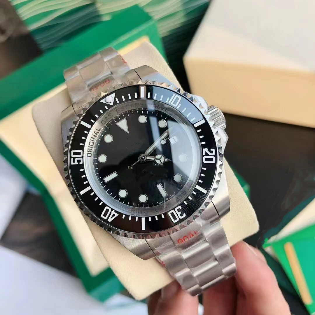 

With original box Mens Watch Deep Ceramic Bezel 44MM Sapphire Cystal Stainless Steel Glide Lock Solid Clasp Automatic Mechanical men Watches SEA Male Wristwatches, Style 1 original box+watch